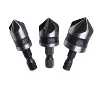 3 Pieces Hex Shank 5 Flute 90 Degree Chamfering Countersink Drill Bit Set,12mm/16mm/19mm Countersink Drill Bit 5 Flute 90 Degree Woodworking Countersink Bits