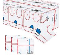 3 Pieces Hockey Tablecloth Ice Hockey Field Table Cover Plastic Tablecloth Dining Room Kitchen Rectangular Table Cover for Patio Picnic Camping Spring Summer Sport Events 54 x 96 Inches, 100g, White