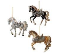 3 Pieces Horse Christmas ornaments 2D Acrylic Horse Figurines Pendants Holiday Christmas Tree Decorations For Home Party