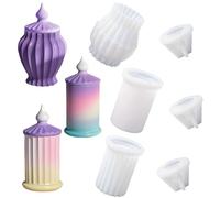 3 Pieces Jar Resin Moulds with Lid, Candle Holder Mould, Epoxy Resin Casting Mould for DIY Planter Pot Jewelry Candy Storage Box, Candle Vessels Pen Holder Container Mould for Home Decoration Gifts