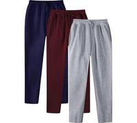 3 Pieces Joggers for Women Cuffed Ankles Sweatpants Elasticated High Waist Joggers Ladies Solid Color Drawstring Hiking Jogging Bottoms Baggy Bottoms Outdoor Streetwear Open Bottom with (Navy, S)