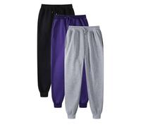3 Pieces Joggers For Women Cuffed Ankles Sweatpants Elasticated High Waist Joggers Ladies Solid Color Drawstring Hiking Jogging Bottoms Baggy Tracksuit Bottoms With Pockets Travel Outdoor Streetwear
