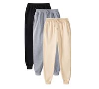 3 Pieces Joggers for Women Cuffed Ankles Sweatpants Elasticated High Waist Joggers Ladies Solid Color Drawstring Hiking Jogging Bottoms Baggy Tracksuit Bottoms with Pockets Travel Outdoor Streetwear