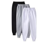 3 Pieces Joggers for Women Cuffed Ankles Sweatpants Elasticated High Waist Joggers Ladies Solid Color Drawstring Hiking Jogging Bottoms Baggy Tracksuit Bottoms with Pockets Travel Outdoor Streetwear