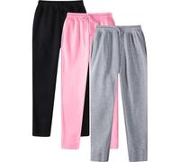 3 Pieces Joggers for Women Cuffed Ankles Sweatpants Elasticated High Waist Joggers Ladies Solid Color Drawstring Hiking Jogging Bottoms Baggy Bottoms Outdoor Streetwear Open Bottom with Pockets (XL)