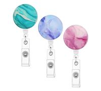 3 Pieces Key Ring Extender - Retractable Badge Clip with | Teachers, Nurses, Volunteers and Clip on Wallet, Neck, Waist, Backpack