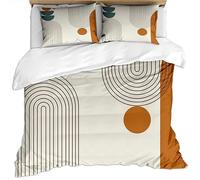 3 Pieces Kids Bedding Sets Duvet Covers Double Bed 3D Brown And White Arc Circle Simple Texture Lines Pattern 200X200Cm Soft Fluffy Microfiber Winter Quilt Covers With 2 Pillowcases 50X75Cm, With Z