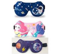 3 Pieces Kids Eye Masks for Sleeping, Cute Cartoon 3D Kids Sleep Mask with Adjustable Headband for Night Sleep Travel Nap Train Flight (Astronaut, Mermaid, Universe Planet)