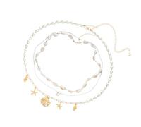 3 Pieces Kirsite Body Chain Jewelry Featuring Unique Shell and Conch Patterns Metal Alloy Belly Rings Adornment Festival Waist Jewelry