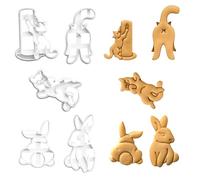 3 Pieces Kitten Molds and 2 Pieces Rabbit Molds, Cartoon Plastic Molds, Embossing Tools, Cookie Cutters, Kitchen Utensils