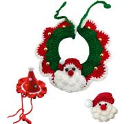 3 Pieces Knitted Christmas Cat Collars Pets Hat Matching Brooch Cat Christmas Outfit Costumes Pets knitted Scarf Suit Handmade Party Neck Accessory For Large Medium And Small Pets