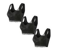 3 Pieces Lace Bras Wide Strap Seamless No Strangulation Comfort Sleep Bras Plus Size Women Underwear Bralette Crop Top Sexy Female Bra Large Top Female Push Up Brassiere Laced Bra