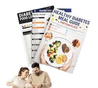 3 Pieces Laminated Diabetes Food Chart & Meal Planner | Portion Control Type 2 Diabetic Food List, Low Carb Glycemic Index Wall Charts | Weekly Meal Planner Pad & Printable Sheets