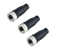 3 Pieces M12 Plug 4-Pin A Coded Round Connector 4 Pin On-site Installable Screw Connection 12 mm Aviation Female Connector IP67 Waterproof Industrial Circle Connector