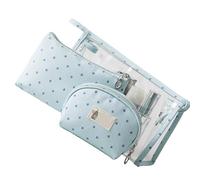 3 Pieces Makeup Bag Multi-Function Cosmetic Travel Bags Portable Clear PVC Travel Cosmetic Toiletry Makeup Bag for Women and Girls, blue