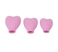 3 Pieces Makeup Brush Cover Portable Soft Silicone Heart Shaped Cosmetic Brush Protective Makeup Brush Protective Cover for Travel and Home (Pink)