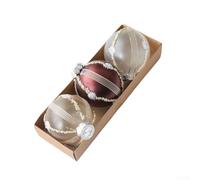 3 Pieces Matte Plastic Christmas Balls 8cm with Pink Sequin and Gold Pumpkin for Tree and Holiday Party Decorations with European Influence (A)