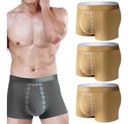 3 Pieces Men's Energetic Massage Magnetic Underwear-Energy Field Men's Underwear for Men (Yellow,L)