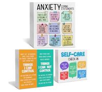 3 Pieces Mental Health Wooden Box Signs Therapy Office Decor Anxiety Coping Statements Things I Can Control Self Care Wood Signs Table Desk Shelf Wall Decoration