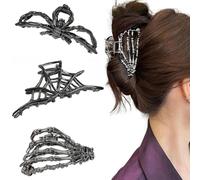 3 Pieces Metal Spider Web Hair Clips for Women, Skeleton Hand Hair Clips, Gothic Large Hair Clips for Thick Hair, Halloween Accessories