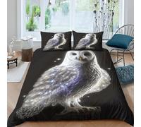 3 Pieces Microfiber 3D Duvet Set Single 90X190 Cm Animal Owl Printed Bedding Set Duvet Cover Pillowcase Cotton Suitable For Men, Women And Children + 2 Pillowcase - Hypoallergenic -878L459D726A30