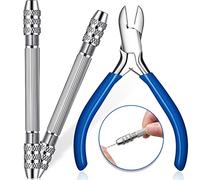 3 Pieces Mini DIY Jewelry Making Supplies, Includes 2 Pieces Winding Copper Wire Tool Double Ended Pin Vise Twist Braid Pin Vise and Jewelry Plier Jewelry Making Diagonal Plier Tool for Hand-Making