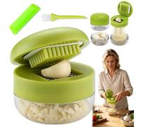 3 Pieces Mini Garlic Chopper and Garlic Press with Container, 2026 New Garlics Crusher, Garlics Peeler Tube, Stainless Steel Precision Blades, Such as Ginger, Shallot, Chilli(1pc)