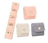 3 Pieces Mini Travel Jewelry Bag with Compartment, Velvet Lining Scratch Resistant, Portable Foldable Travel Jewelry Organizer Case Roll Bag with Buckle for Earrings Rings Necklaces Bracelets Brooches