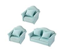 3 Pieces Miniature Living Room Sofa Set Throw Pillow Furniture Craft Model Project Scene Display Dollhouse Furniture for 1/12 Dollhouse