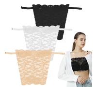 3 Pieces Modesty Panels for Low Cut Tops, cleavage cover up for dresses, Lady Lace Clip-On Mock Camisole Bra Insert Overlay Modesty Panel Vest, Lady Lace Anti Peep Invisible Bra Vest