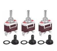 3 Pieces Momentary Waterproof Toggle Switches SPDT On Off On 3 Pin Heavy Duty Rated 20A 125VAC with Secure Screw Terminal Connections