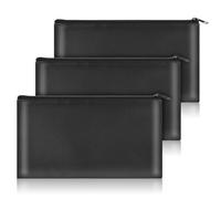 3 Pieces Money Bags with Zipper, 11x6.1 Inch Money Pouch PU Leather Cash Pouch Bank Bag Cash Bag for Cash, Bills, Checks, Invoices, Cosmetics, Tools