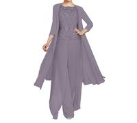 3 Pieces Mother of The Bride Pant Suits for Wedding Plus Size Mother of Groom Pant Suit Wedding Formal Outfits Mauve Size 20