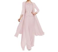3 Pieces Mother of The Bride Pant Suits for Wedding Plus Size Mother of Groom Pant Suit Wedding Formal Outfits Blush Size 14