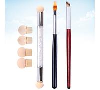 3 Pieces Nail Art Brush Set with 4 Replacement Head Ombre Nail Brush Nail Art Dust Brush Acrylic Nail Brushes for DIY Gradient Blooming UV Gel Nails