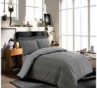 3 Pieces New Luxurious Super Soft Duvet Cover Set Cotton Rich Reversible Quilt Cover Bedding Set With 2 Pairs Pillowcases (Slate-Grey, King)