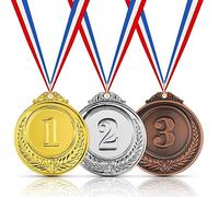 3 Pieces Number Medals, Gold Silver Bronze Award Medals with Ribbon Winner Awards 1st 2nd 3rd Metal Medals for Children, Olympic Style Winner Medals for Sports Day Prizes Party Favours Office Games