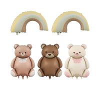 3 Pieces Of Bear Rainbow Balloons And 2 Pieces Of Rainbow Balloons, Children'S Birthday Decoration, Cute Cartoon Balloons, Children'S Inflatable Toys