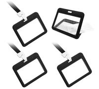 3 Pieces of Black Card Holders, Including Neck Lanyard, Rectangular Id Card Holder, Large Space Id Card Holder, Can Hold Id Cards, Campus Cards, Meal Cards, Bus Cards