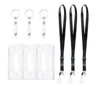 3 Pieces of Card Holders, 3 Pieces of Looped Rubber Strips, 3 Pieces of Lanyards, Transparent Card Holders, Id Card Holders, Id Protective Covers, Card Holder Kits