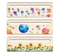 3 Pieces Of Children'S Wooden Rulers, Creative Rulers, Cute Stationery, Student Rulers, Student Rulers, Children'S Stationery, Reading Aids