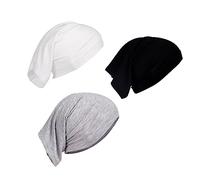 3 Pieces of Elastic Headscarves, Elastic Silk Base Hat Headscarves, Neck Cap Headbands, Modal Fiber Headbands, Solid Color Simple Caps, Simple Fashion Headbands.