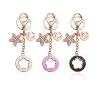 3 Pieces of Flower-Shaped Keychain, Cute Keychain, Simple Keychain, Metal Keychain, Women's Keychain.