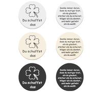 3 Pieces of Four-Leaf Clover Encouragement Cards, Lucky Charms, Angels Are Always with You, Stainless Steel Double-Sided Tokens, Gift for Good Luck (Rose Gold, Steel Color, Black)