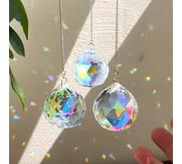 3 Pieces of Hanging Crystal Rainbow Maker Suncatchers with 3.99 cm Colored Crystal Balls for Windows, Reflective Glass Hanging Ornaments with Chains for Indoor Display, Garden or Balcony