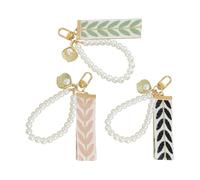 3 Pieces of Leaf Webbing Keychain, Ladies Pearl Keychain, Ele Bag Pendant, Car Key Decoration Pendant, Beaded Mobile Phone.