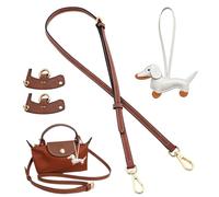 3 Pieces of Messenger Bag Replacement Shoulder Straps, 1 Piece of Dachshund Keychain, Adjustable Leather Shoulder Strap, Punch-Free, Car Key Charm.
