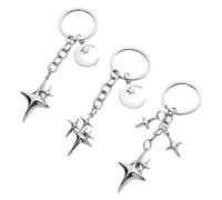 3 Pieces of Moon Star Keychain, Stainless Steel Keychain, Simple and Versatile Keychain, Women's Keychain, Creative Keychain.