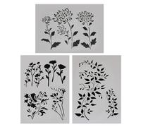 3 Pieces of Painting Template, Plant Pattern Template, Reusable, DIY Handicraft Accessories, Card Making.