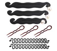 3 Pieces Of Pearl Double Hook Disc Hair Sticks, 3 Insertion Combs, 2 Pieces Of Hair Braiding Device, Hair Bundle Holder, Styling And Decorative Hair Insertion, Girls' Disc Hair Tools.